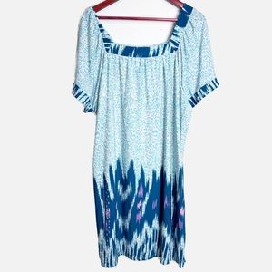 Badgley Mischka Turquoise Mixed Print House Dress Women’s Size 1X